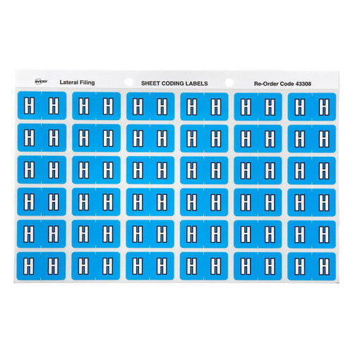 Avery Alphabetical H Side Tab Colour Coding Labels 25 x 38mm 180 Pack