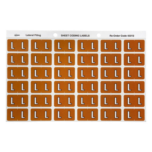 Avery Alphabetical L Side Tab Colour Coding Labels 25 x 38mm 180 Pack