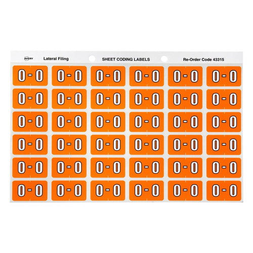 Avery Alphabetical O Side Tab Colour Coding Labels 25 x 38mm 180 Pack