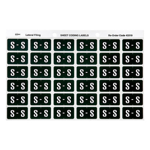 Avery Alphabetical S Side Tab Colour Coding Labels 25 x 38mm 180 Pack