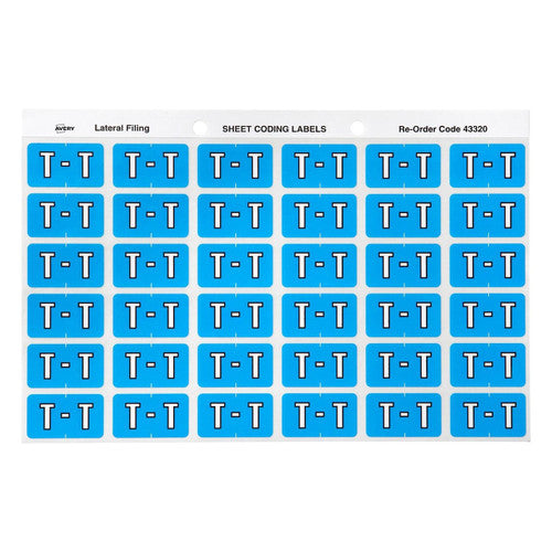 Avery Alphabetical T Side Tab Colour Coding Labels 25 x 38mm 180 Pack