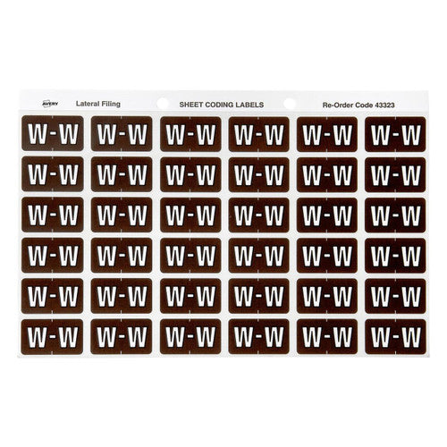 Avery Alphabetical W Side Tab Colour Coding Labels 25 x 38mm 180 Pack