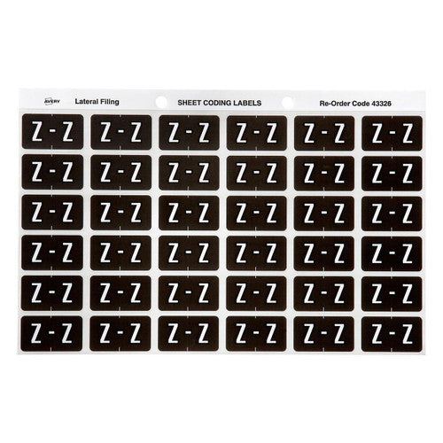 Avery Alphabetical Z Side Tab Colour Coding Labels 25 x 38mm 180 Pack
