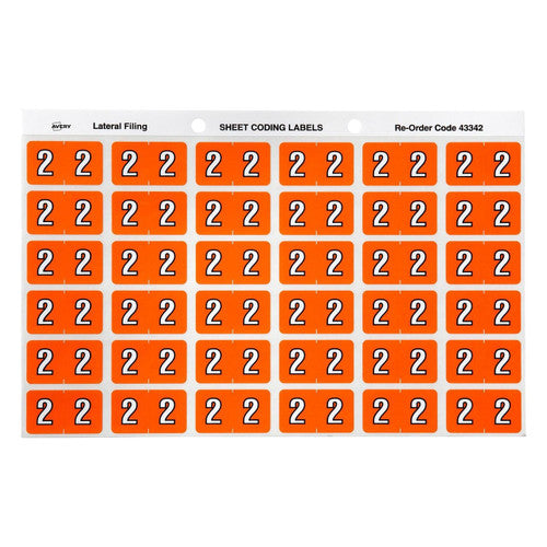 Avery Numeric 2 Side Tab Colour Coding Labels 25 x 38mm 180 Pack