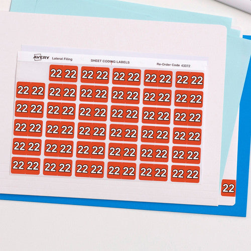 Avery 22 Side Tab Year Code Label 25 x 38mm Orange 180 Pack