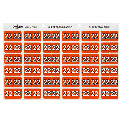 Avery 22 Side Tab Year Code Label 25 x 38mm Orange 180 Pack