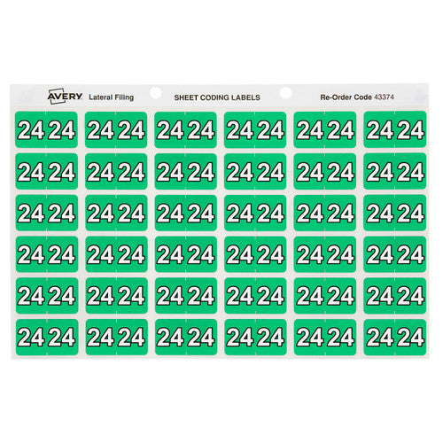 Avery 24 Side Tab Year Code Label 25x38mm 180 Pack