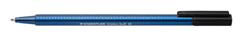Staedtler 437 M-9 Triplus Ball 437 Triangular Ballpoint Pen Medium Black Box of 10