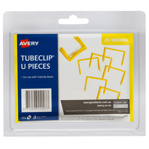 Avery Tubeclip U Piece Yellow Pack 25