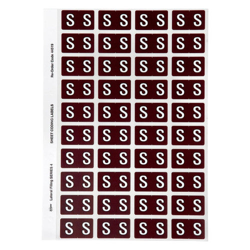 Avery Alphabetical S Side Tab Colour Coding Labels 25 x 42mm 240 Pack