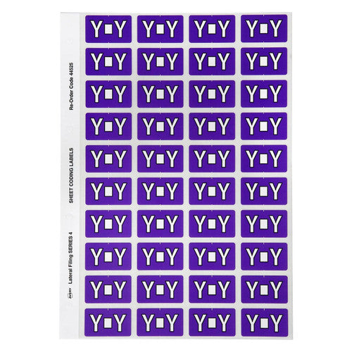 Avery Alphabetical Y Side Tab Colour Coding Labels 25 x 42mm 240 Pack