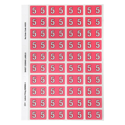 Avery Numeric 5 Side Tab Colour Coding Labels 25 x 42mm 240 Pack
