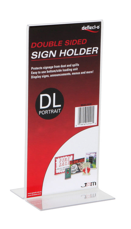 Deflecto Double Sided T-Shape Sign Holder DL Portrait