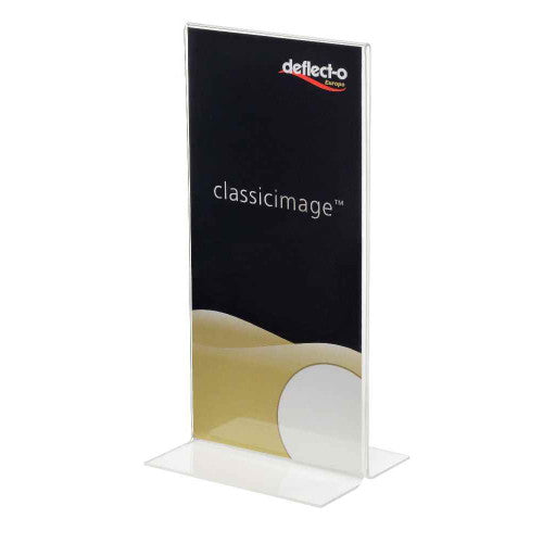 Deflecto Double Sided T-Shape Sign Holder DL Portrait
