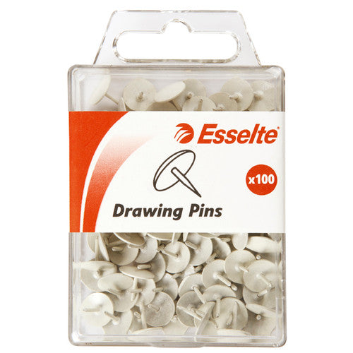 Esselte 45107 Drawing Pins White Hangsell Pack 100