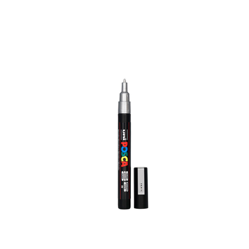 POSCA PC-3M Paint Marker Fine Bullet Tip Silver – water-based paint marker pen