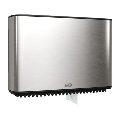 Tork Twin Mini Jumbo Toilet Roll Dispenser T2 System Silver