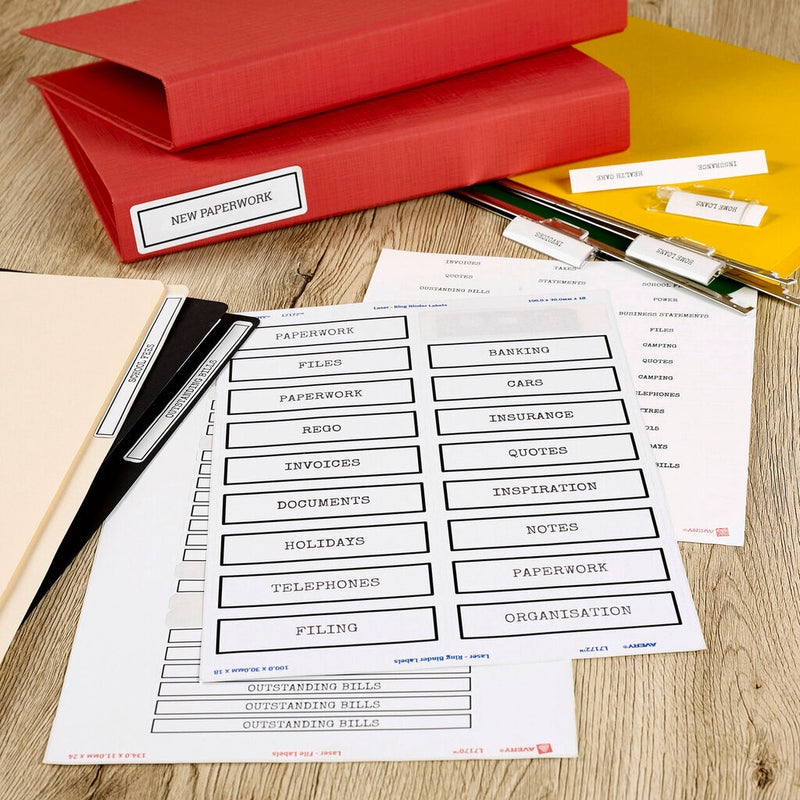 Avery White Filing Labels 134 x 11mm Laser Inkjet Permanent 600 Labels/25 Sheets 24UP – view 5