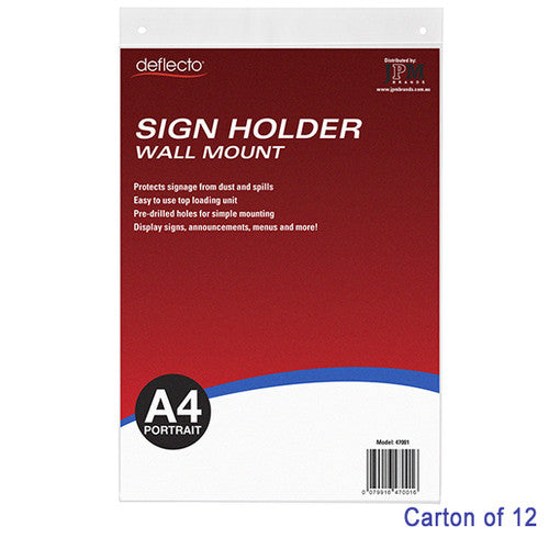 Blueprint Bulk A4 Portrait Wall Mount Sign Holders Carton of 12