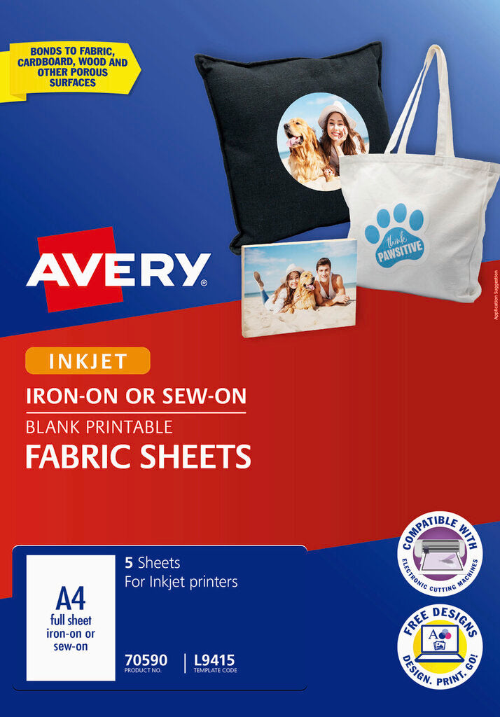 Avery Printable Fabric Sheets L9415 210x294mm 5 Pack – view 2