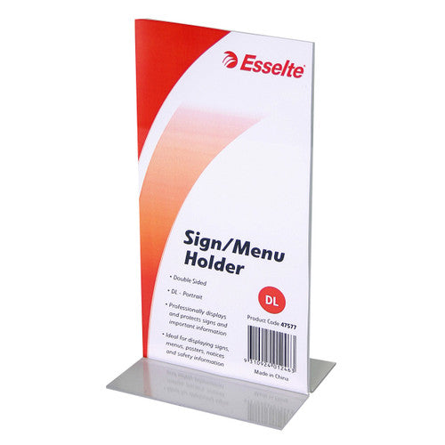 Esselte 47577 Sign or Menu Holder Double Sided Portrait DL