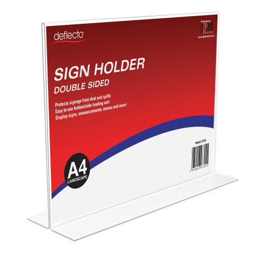 Deflecto Double Sided T-Shape Sign Holder A4 Landscape