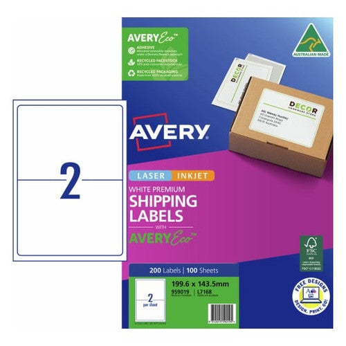 Avery 959019 Premium Shipping Labels With AveryEco L7167 199.6 x 289.1mm Pack Of 100 1 Up