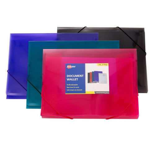 Avery Assorted Colours Plastic A4 Document Wallet