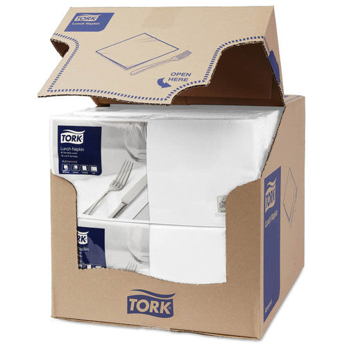 Tork White Emboss Quarterfold Lunch Napkin 2 Ply Carton of 10