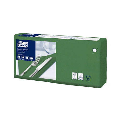 Tork Dark Green Edge Emboss Lunch Napkin 2 Ply Quarterfold Carton of 10