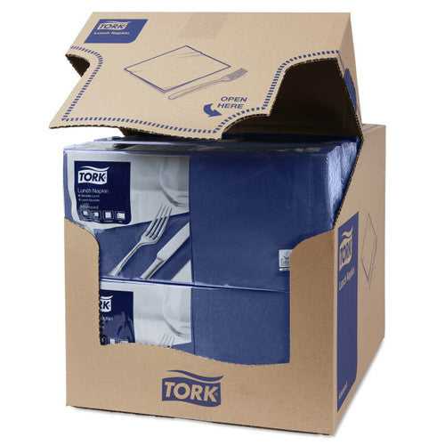Tork Dark Blue Emboss Quarterfold Lunch Napkin 2 Ply Carton of 10