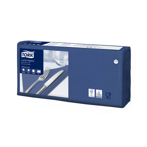Tork Dark Blue Emboss Quarterfold Lunch Napkin 2 Ply Carton of 10