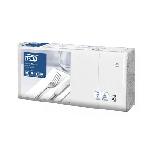 Tork White Edge Emboss Lunch Napkin 2 Ply 8 Fold Carton of 10