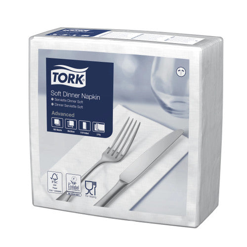 Tork Soft White Dinner Napkin 1/8 Folded Carton of 12