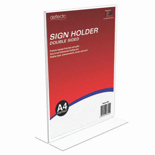 Deflecto Double Sided T-Shape Sign Holder A4 Portrait