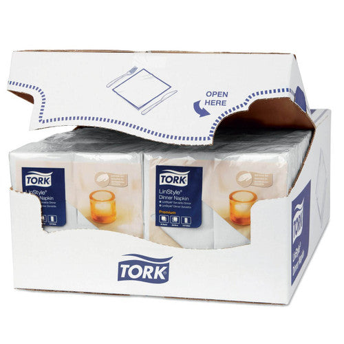Tork Premium Linstyle White Dinner Napkin 1/8 Folded Carton of 12