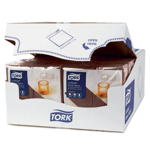 Tork Premium Linstyle Cocoa Dinner Napkin 1/8 Folded Carton of 12