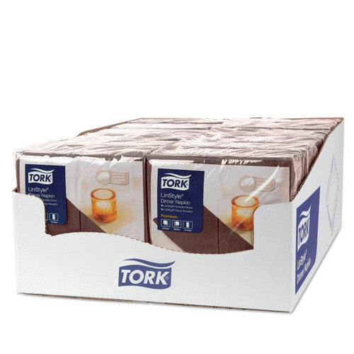 Tork Premium Linstyle Cocoa Dinner Napkin 1/8 Folded Carton of 12