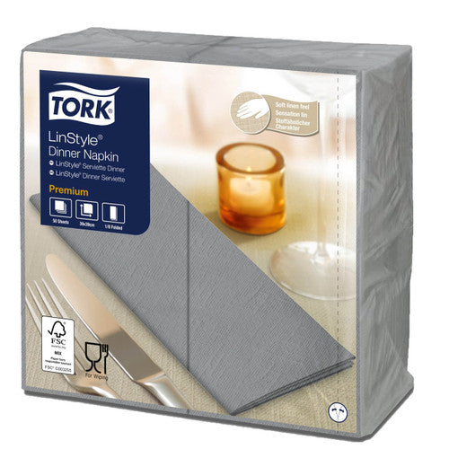 Tork Premium Linstyle Grey Dinner Napkin 1/8 Folded Carton of 12