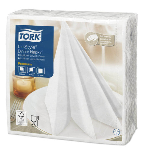 Tork Linstyle White Quarterfold Dinner Napkin Carton of 12