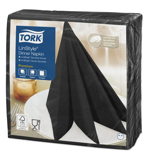 Tork Linstyle Quarterfold Black Dinner Napkin Carton of 12