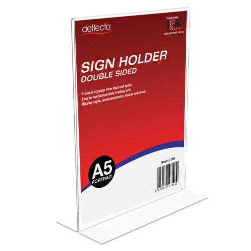 Deflecto Double Sided T-Shape Sign Holder A5 Portrait