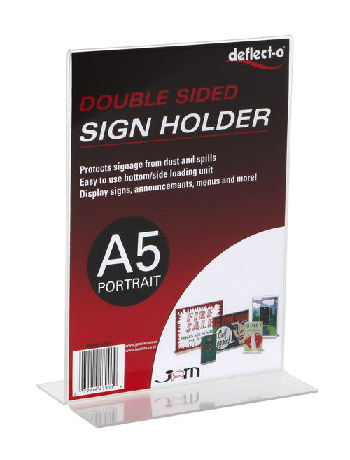 Deflecto Double Sided T-Shape Sign Holder A5 Portrait