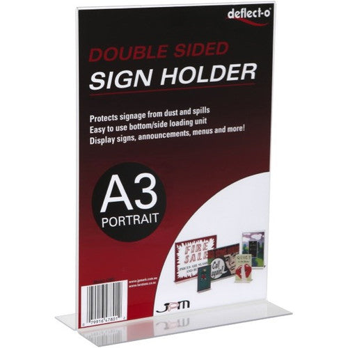 Deflecto Double Sided T-Shape Sign Holder A3 Portrait
