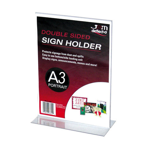 Deflecto Double Sided T-Shape Sign Holder A3 Portrait