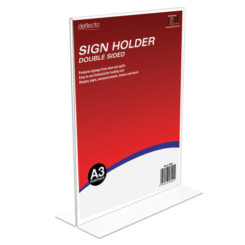 Deflecto Double Sided T-Shape Sign Holder A3 Portrait