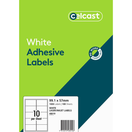 Celcast Labels 99.1 x 57mm 100 Pack 10UP