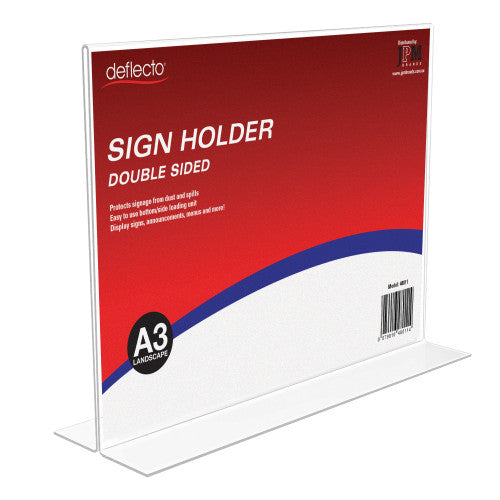 Deflecto Double Sided T-Shape Sign Holder A3 Landscape