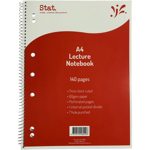 A4 Lecture Book 140 Pages 60gsm 7mm Ruled Red Board Cover Pack of 10