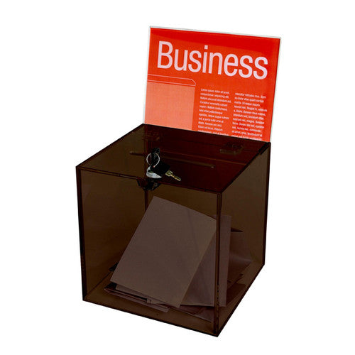 Esselte 48368 Ballot Box Small Smoke with Clear Header Card and Lock